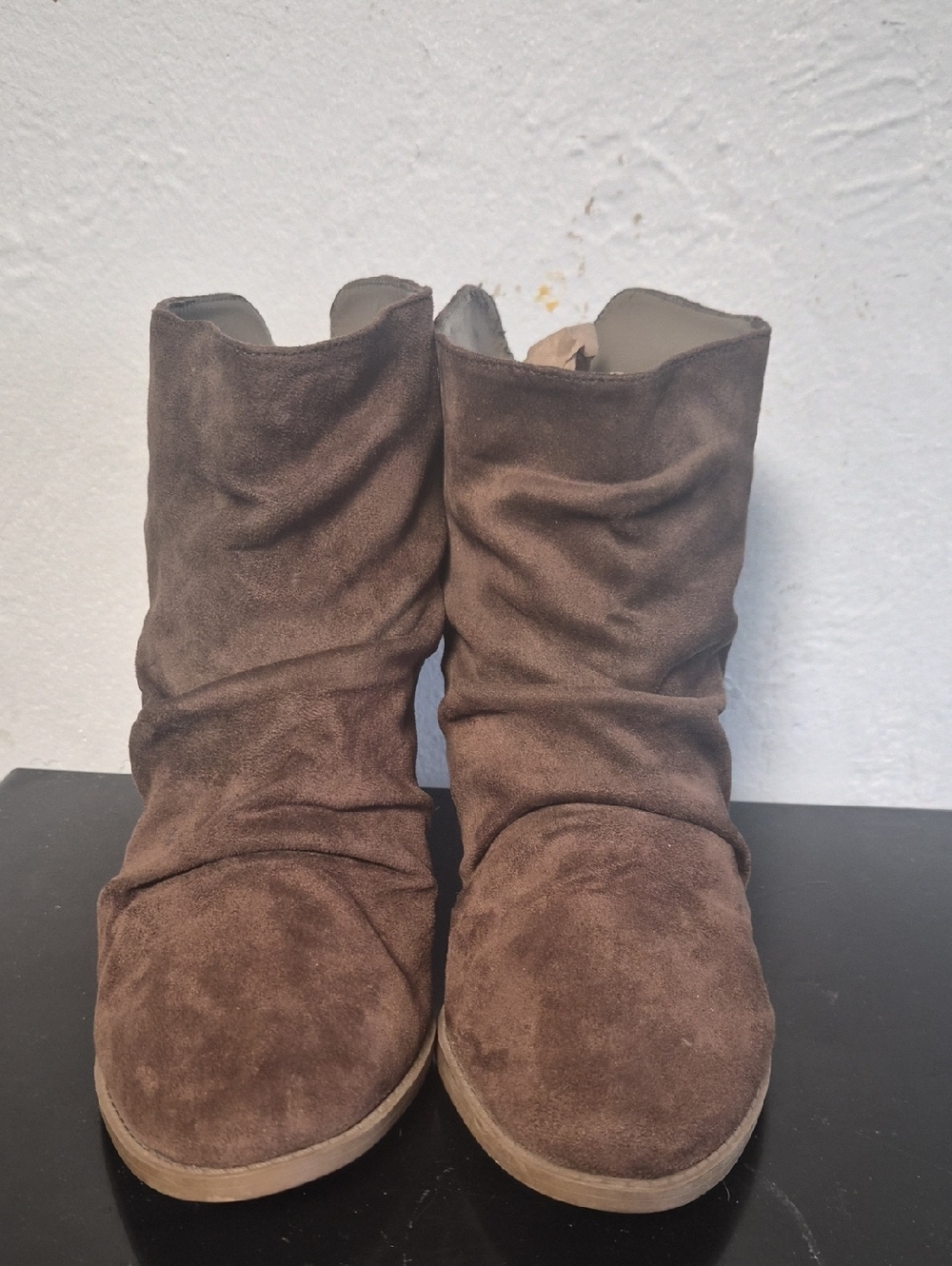 Anna Brown Suede Slouch Ankle Booties